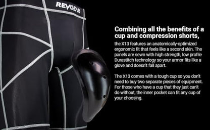 Revgear X13 Compression Shorts & Cup: Ideal Mens Prot, Mens Gym, Running - size: Medium