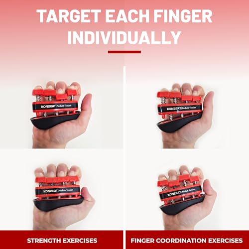 Finger Strengthener - Grip Strength Trainer, Forearm & Hand Gripper Exerciser, Strengthening Grip for Therapy, Guitar Handgrip, Wrist Strengtheners - size: Medium Tension of 7 LBS