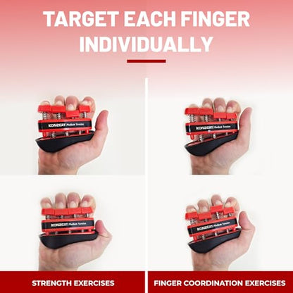 Finger Strengthener - Grip Strength Trainer, Forearm & Hand Gripper Exerciser, Strengthening Grip for Therapy, Guitar Handgrip, Wrist Strengtheners - size: Medium Tension of 7 LBS