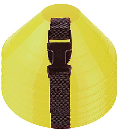 American Challenge Large Disc Cones, Soccer Cones for Sports, Set of 6 | Oversized Agility Training Cones with Carry Strap - Great Football, Basketball & Practice Cones for Speed and Coordination - color: Yellow