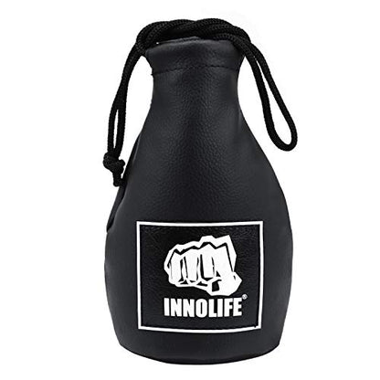 INNOLIFE Boxing Slip Bag, Boxing Dodge Hide Speed Bag Maize Ball Leather Ball for Reflex Training, Boxing, Kickboxing, MMA Pendulum Training - style: Black (Filler Already Included)