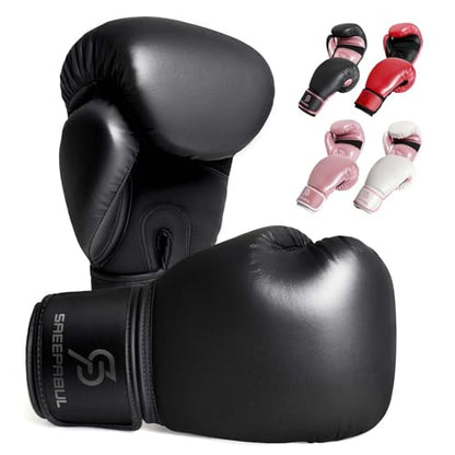 Boxing Gloves for Men & Women, Beginner Kickboxing, 8-16oz - color: Black, size: 10oz