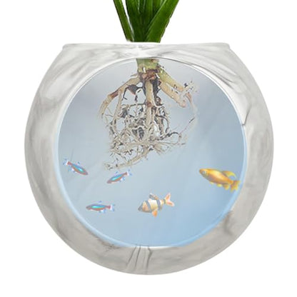 Wall Flower Vase, Strong Adhesive Silicone Vase Wall Plant Pot, Fish Tank Mount, Clear Terrarium Air Plant Holder Propagation Station for Hydroponics Plants - color: Ice Grey