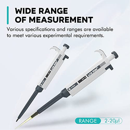 LAB FISH Laboratory Micropipette 2-10ml Capacity High Accurate Single Channel Pipettor Manual Adjustable Volume Pipettes Increment 0.1ml with 20pcs 10ml Pipette Tips Set - style: 2-10ml Set