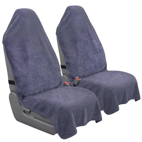 Car Seat Towel Cover, 2pcs Universal Front Seat Protector for Cars, SUVs and Trucks, Sweat Towel Car Seat Cover for Gym, Yoga, Swimming, Pets and Family Travel, Purple Gray - color: Dark Gray