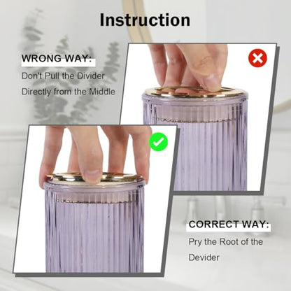 Toothbrush Holders for Bathrooms, 2pcs Purple Glass Toothbrush Holder, Bathroom Toothbrush Cup and Toothpaste Holder with Gold Divider, Tooth Brush and Toothpaste Organizer for Countertop - color: Purple Gold