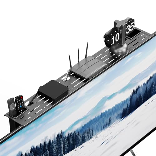 Adjustable Steel TV Top Shelf, Floating TV Stand, Universal Monitor Shelf for Soundbar, Game Console, Cable Box, Router Shelves (34.65 x 4.33 inch) - style: 34.65 x 4.33 inch