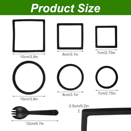 6 Pcs Aquarium Floating Plant Corral, Round & Square Fish Feeding Rings, EVA Fish Tank Accessories for Betta and Small Fishs, Floating Plant Barrier & Feeder Set with 2 Feeding Forks (Black)