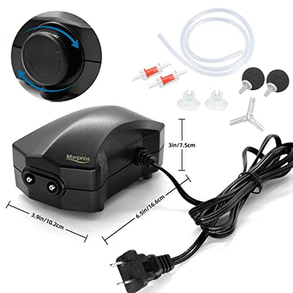 Aquarium Air Pump Single Outlet/Dual Outlet Adjustable Aerator with Accessories for 10-100 Gallon Fish Tank