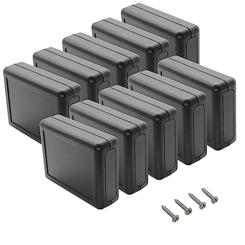 Project Box 10 Pieces ABS Plastic Electrical Project Case Small Junction Box for Electronics Black 3.5 x 2.8 x 1.1 inch (90 x 70 x 28 mm) - size: 3.5" x 2.8" x 1.1"(10pc)