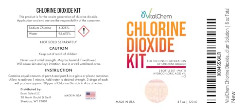 Chlorine Dioxide Kit | Glass Bottles with Droppers | Hydrochloric Acid 4-5% (HCl) and Sodium Solution | 8 oz Total