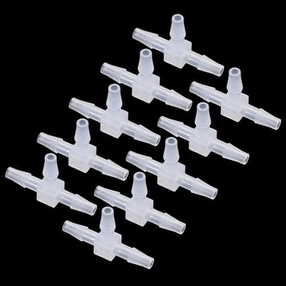 3/16" Tee Fitting Equal Barb 3 Way Plastic Tee Connector Hose Splicer Barb Adapter for Aquarium T Connector Air Line Fuel Gas Liquid (Pack of 10)