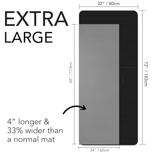 Large Workout Mat - 10mm Extra Thick Exercise Mat & Wide Yoga Mat, 72"x32" - color: Black - Engraved