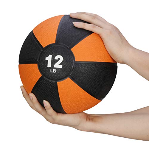 ZENY Fitness Medicine Ball 12lb, Weighted Exercise Ball with Textured Grip Fitness Core Strength Training Rubber Ball Home Gym Workout Equipment