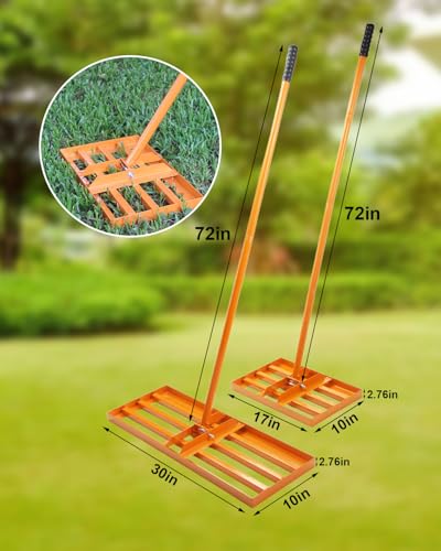 Lawn Leveling Rake 17x10 inch, Yard Leveling Rake with 72" Adjustable Handle for Soil Sand Grass, Heavy-Duty Lawn Leveler for Lawn Yard Garden Farm - style: 16x10 Inch-6 FT