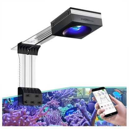 RL90 Black Aquarium Light 100 Watt Coral Reef Light 3rd Generation Full Spectrum Marine Aquarium Lighting 4 Channels Dimmable Control with WiFi, Bracket Included, for Coral SPS LPS Saltwater