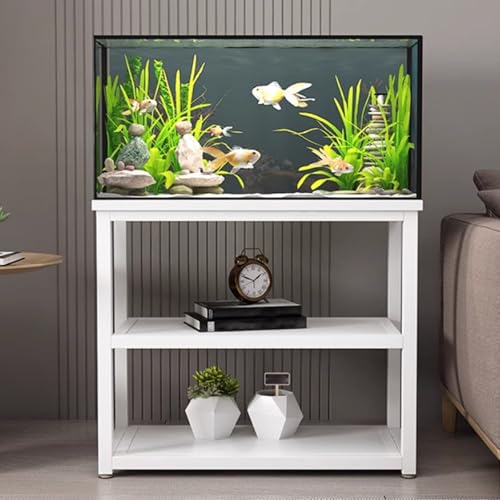 Fish Tank Stand,27.6" Tall Tropical Fish Tank Stand Cabinet - Heavy-Duty Baked Steel Frame, Ideal for Terrariums, Living Room & Bedroom Storage Rack, Home Office Organizer
