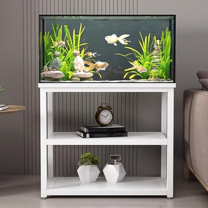 Fish Tank Stand,27.6" Tall Tropical Fish Tank Stand Cabinet - Heavy-Duty Baked Steel Frame, Ideal for Terrariums, Living Room & Bedroom Storage Rack, Home Office Organizer