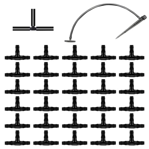 300Pcs Barbed Tee Connectors Drip Irrigation, 1/4" Universal Barbed Tee Fittings for 4/7mm Water Tube,3-Way Irrigation Coupling for Flower Pot Garden Lawn(Black)
