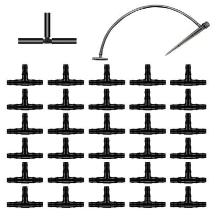 300Pcs Barbed Tee Connectors Drip Irrigation, 1/4" Universal Barbed Tee Fittings for 4/7mm Water Tube,3-Way Irrigation Coupling for Flower Pot Garden Lawn(Black)