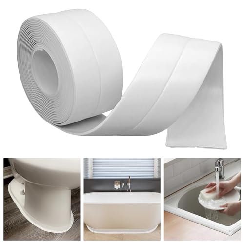 Caulk Tape Bath & Kitchen Self Adhesive Caulking Tape Waterproof, Toilet Caulk Strip Bathtub Sealing Strip Shower Bathroom Tape Sealant, Traditional Caulking Replacement (White, 1.5" x10.5Ft) - style: White-1.5IN-10.5FT-A