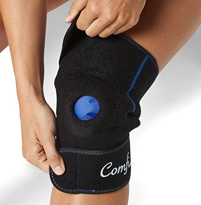 ComfiLife Knee Ice Pack with Wrap Reusable Hot & Cold Therapy Gel Pack Adjustable Compression Support for Injuries, Pain, Surgery, Arthritis, Meniscus and More - size: 1 Count (Pack of 1)