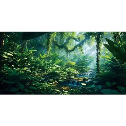 AWERT 48x20 inches Tropicalforest Terrarium Background Green Huge Tree Reptile Habitat Background Polyester Rainforest Aquarium Background - size: 48x20in/120x50cm