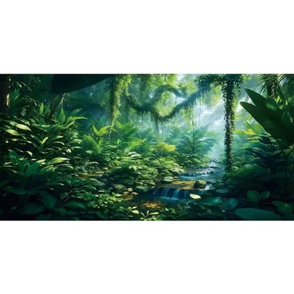 AWERT 48x20 inches Tropicalforest Terrarium Background Green Huge Tree Reptile Habitat Background Polyester Rainforest Aquarium Background - size: 48x20in/120x50cm
