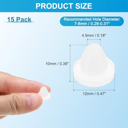 M METERXITY 15 Pack Silicone Hole Plugs - Snap in Locking Hole Plugs, Waterproof & Flexible, Apply to Automotive/Industrial/Wiring/Furniture/Offices/Kitchens (0.28-0.31 Inches, Clear) - size: 0.28-0.31 Inches