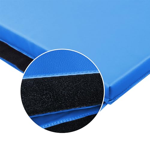 BalanceFrom 6x4 Feet 4-Panel Folding Gymnastics Mat – 2-Inch Thick Pad with Vinyl Surface and Carrying Handles for Tumbling, Yoga, Pilates, Home Workouts, and Martial Arts - color: Blue