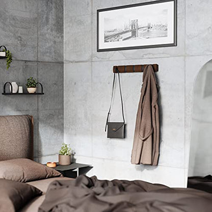 Umbra Flip Coat Rack, Wall Mounted 5-Hook Space Saving, Walnut/Black - color: Walnut/Black, size: 5 hook