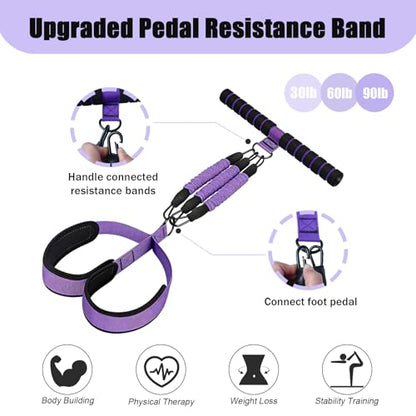 Pedal Resistance Band with Handle, 90Lbs Pedal Resistance Band - color: Purple