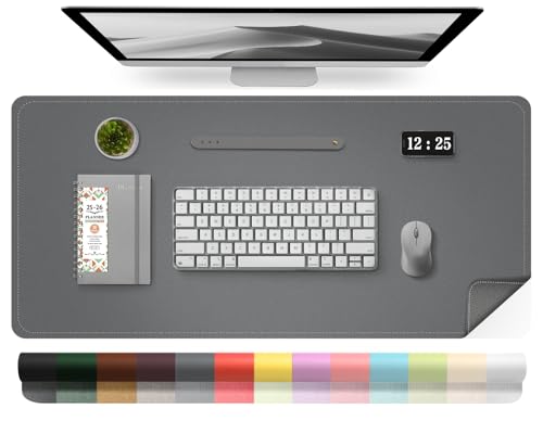Leather Desk Pad Protector, Desk Mat, Large Mouse Pad, Non-Slip Desk Blotter, Office Laptop Desk Pad, PU Leather Desk Writing Pad for Office and Home (Dark Gray, 31.5" x 15.7") - color: Dark Gray, size: 31.5" x 15.7"