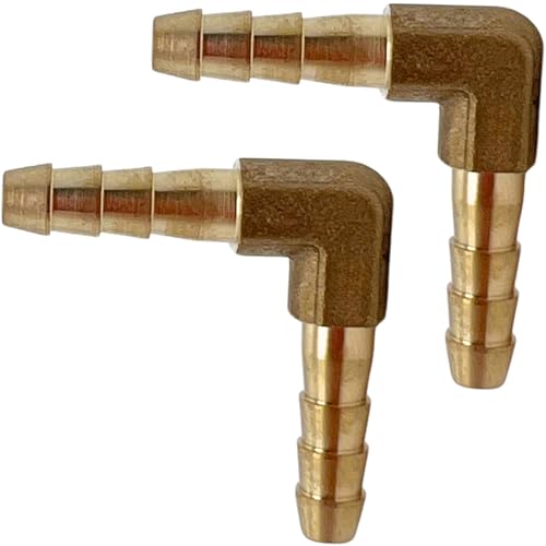 2PCS Brass 1/8" x 1/8" Hose Barb Fitting Barbed 90 Degree Elbow Connector L Right Angle Barbed Fitting by CX WONDERLAND - size: 1/8" Hose Barb