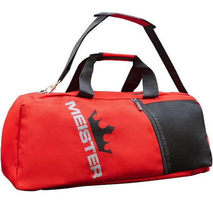 Meister Vented Convertible Duffel/Backpack Gym Bag - Ideal Carry-On | Built for athletes with dual mesh ventilation and ultra-durable construction for training, travel and everyday use - color: Red