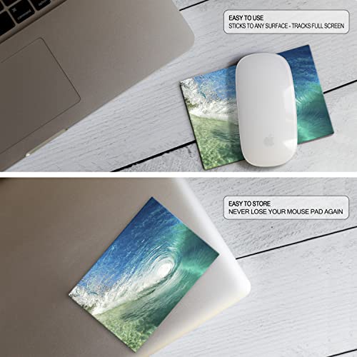 Adhesive Mouse Pad - Peel and Sticks to Any Surface - Travel Mouse Pad, Sticky for Any Surface - Excellent Tracking - Beach Barrel Wave - color: BEACH - BARREL WAVE