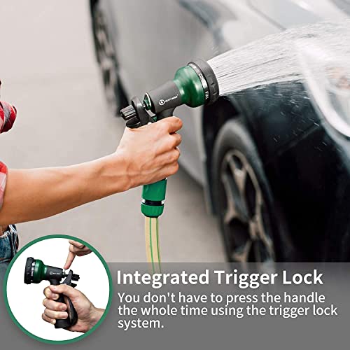 AUTOMAN Garden Hose Nozzle 2PK, ABS Water Spray Nozzle with 7 Adjustable Patterns, Slip Resistant for Watering Plants, Lawn, Garden, Washing Cars, Cleaning, Showering Pets & Outdoor Fun - color: Dark Green ×2