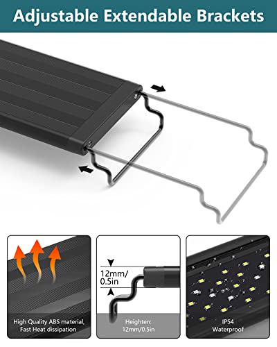 SEAOURA Led Aquarium Light for Plants-Full Spectrum Fish Tank Light with Timer Auto On/Off, 36-42 Inch, Adjustable Brightness, White Blue Red Green Pink LEDs with Extendable Brackets for Freshwater - size: for 36-42 inch tank