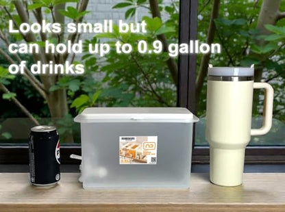 NDBOX Slim Fridge Jug 0.92Gal or 3.5L with Faucet for Water, Iced Tea, Fruit Juice, Softdrinks, Milk, Beverages Dispenser - Hot or Cold Drinks for Parties - Spacesaver Container (White Jug 1pc)