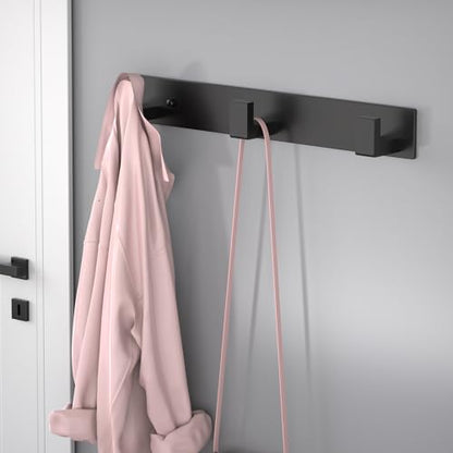 PMMASTO Stainless Steel Wall Coat Rack, Black- 3 Hooks, 1 Pack, L Shape - color: Black, size: 3 "L" Hooks, 1PACK