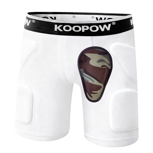Youth Boys Padded Compression Sliding Shorts Pants With Soft Cup & Pocket - color: White-0933kw, size: Small