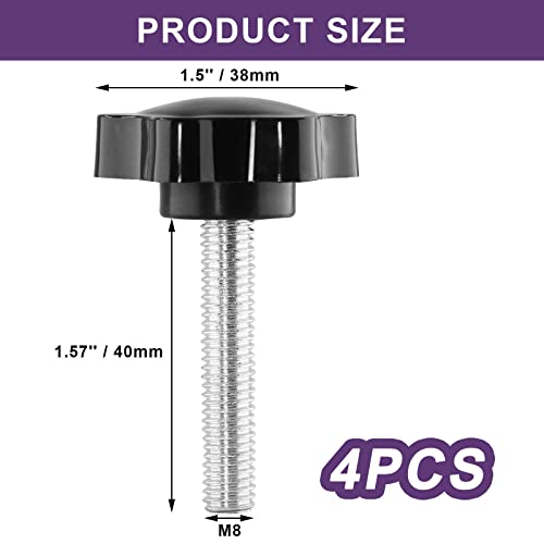 M8 x 40mm Thread Star Knob 4Pcs, Plastic Hex Shaped Clamping Knob Handle Hand Tightening Screw for Umbrella Base Replacement - size: M8 x 40mm (4 pcs), style: Hexagonal Handle