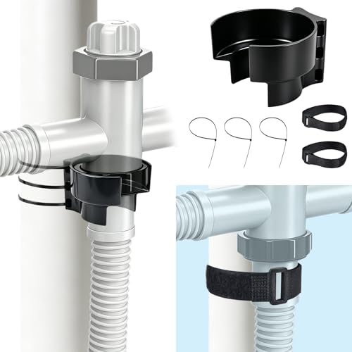 succulentlovers Swimming Pool Plunger Valve Bracket, Swimming Pool Hose Bracket Holders with Zip Ties & Straps Compatible with Most Brands, Pool Pipe Holders Support for Above Ground Pools Accessories