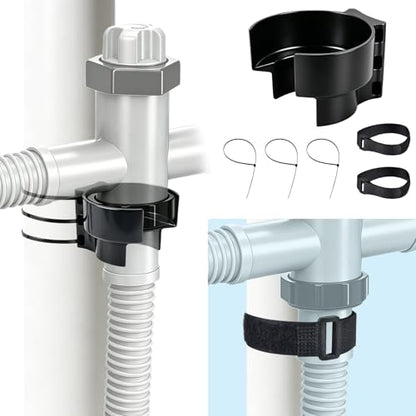 succulentlovers Swimming Pool Plunger Valve Bracket, Swimming Pool Hose Bracket Holders with Zip Ties & Straps Compatible with Most Brands, Pool Pipe Holders Support for Above Ground Pools Accessories