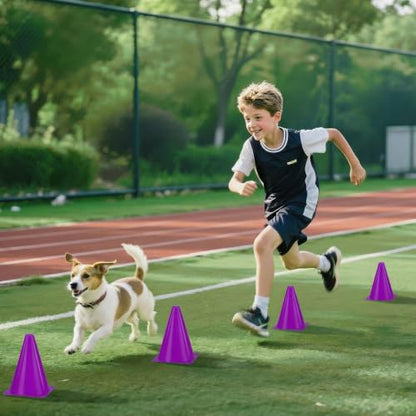 36pcs Cones 7 Inch Soccer Cones and Plastic Traffic Cones, Durable Cones for Sports Training, Ideal for Soccer, Basketball, Football, Skating, and Agility Drills Practice - color: purple