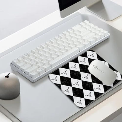 Black Western Small Mouse Pad,Cows Lattice Mouse Mat for Desk Black and White Gaming Mouse Pad Western Gifts for Cowboys 8.25x10In - color: Black White Lattice