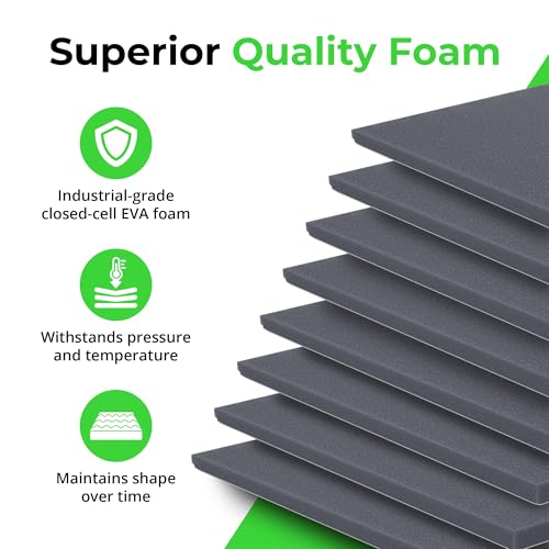 XCEL Set of 8 Gray Multi-Purpose Anti-Vibration Pads with Self Adhesive – Protection for Furniture & Appliances – Closed Cell Foam Rubber Pad, 6” x 6” x ¼” - color: Grey, size: 6" x 6" x 1/4"