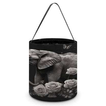 Halloween Trick Or Treat Bags With Handles Collapsible Candy Bucket Reusable Elephant And Butterfly Printed Goody Bucket For Holiday Party Gifts - color: Elephant and Butterfly