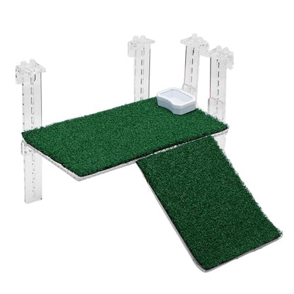 Turtle Bathing Platform with Non-slip Grass Surface for Stable Climbing Ramp for Aquarium