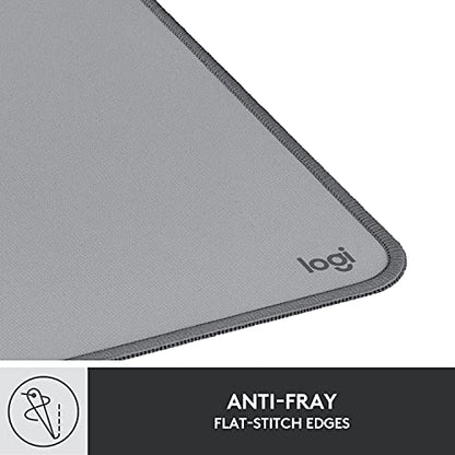 Logitech Desk Mat - Studio Series, Multifunctional Large Desk Pad, Extended Mouse Mat, Office Desk Protector with Anti-Slip Base, Spill-Resistant Durable Design, in Mid-Grey